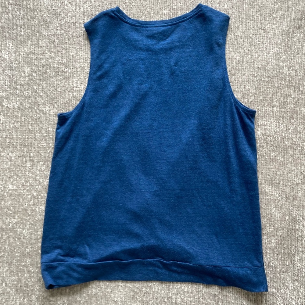 J.Jill Love Linen Twist Front Tank Top Small 100% Linen Blue Coastal Classic - Picture 3 of 6